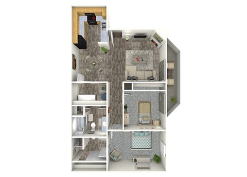 Floor plan for 2 beds, 2 baths, 970 sqft
